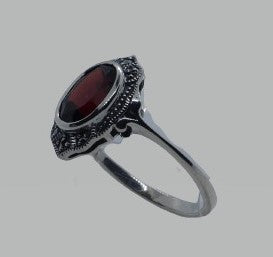 Ring Silber 925 Granat Markasit handgefasst