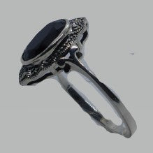 Ring Silber 925 Onyx Markasit handgefasst