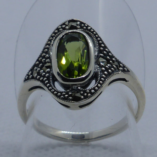 Ring Silber 925 Peridot Markasit handgefasst