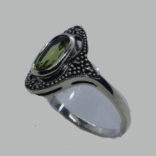 Ring Silber 925 Peridot Markasit handgefasst