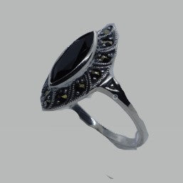 Ring Silber 925 Onyx Markasit handgefasst