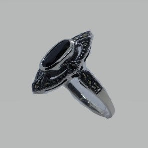 Ring Silber 925 Onyx Markasit handgefasst