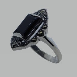 Ring Silber 925 Onyx Markasit handgefasst