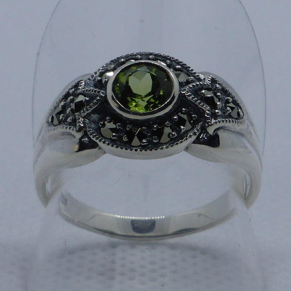 Ring Silber 925 Peridot Markasit handgefasst