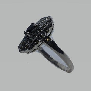 Ring Silber 925 Onyx Markasit handgefasst