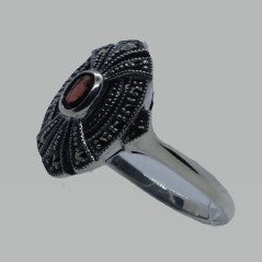 Ring Silber 925 Granat Markasit handgefasst