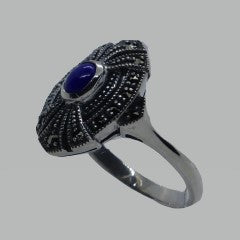 Ring Silber 925 Lapislazuli Markasit handgefasst