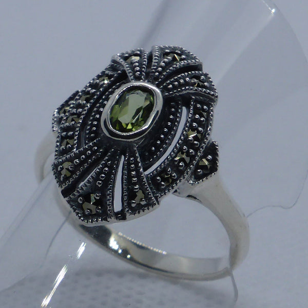 Ring Silber 925 Peridot Markasit handgefasst