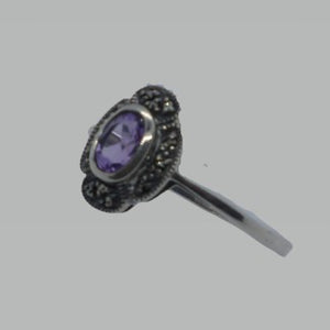 Ring Silber 925 Amethyst Markasit handgefasst