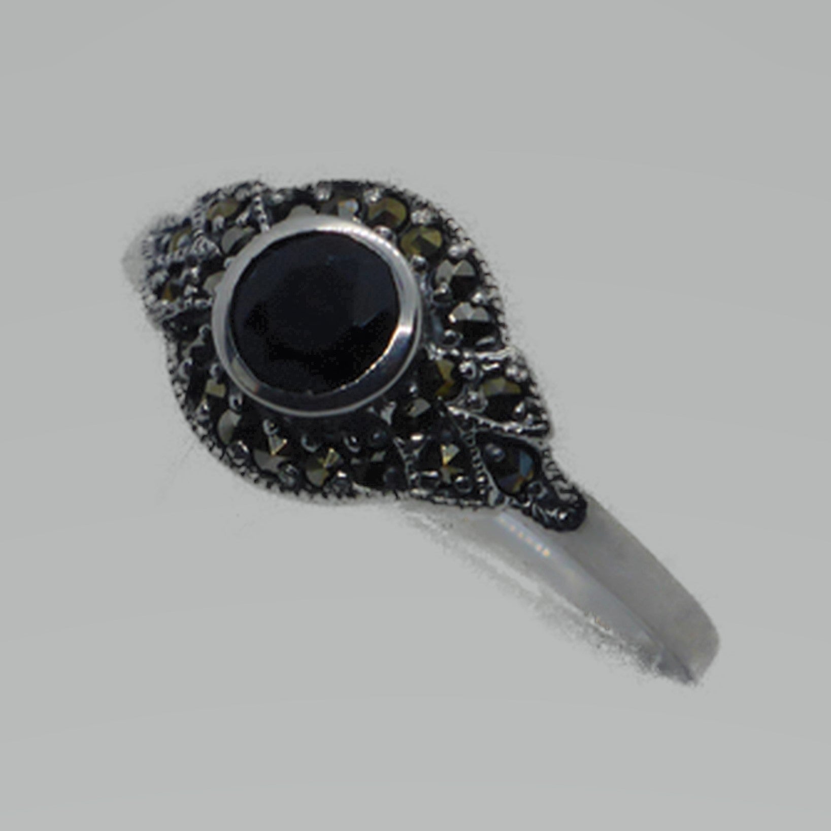 Ring Silber 925 Onyx Markasit handgefasst