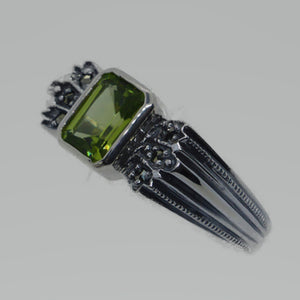 Ring Silber 925 Peridot Markasit handgefasst