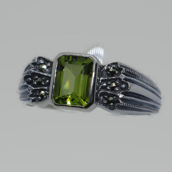 Ring Silber 925 Peridot Markasit handgefasst