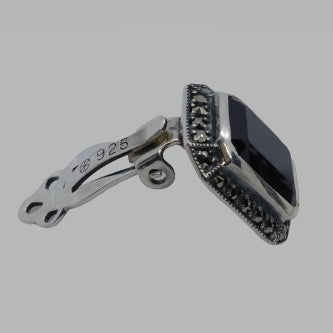 Ohrringe Silber 925 Black Spinel Markasit handgefasst Clips