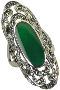 Ring Silber Markasit mit Onyx