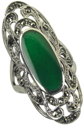 Ring Silber Markasit mit Onyx